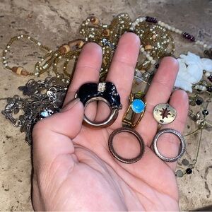 Bag of jewelry rings, necklaces